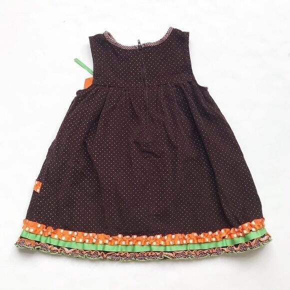 Bonnie Jean brown corduroy dot Turkey dress EUC 4T - Picture 5 of 5